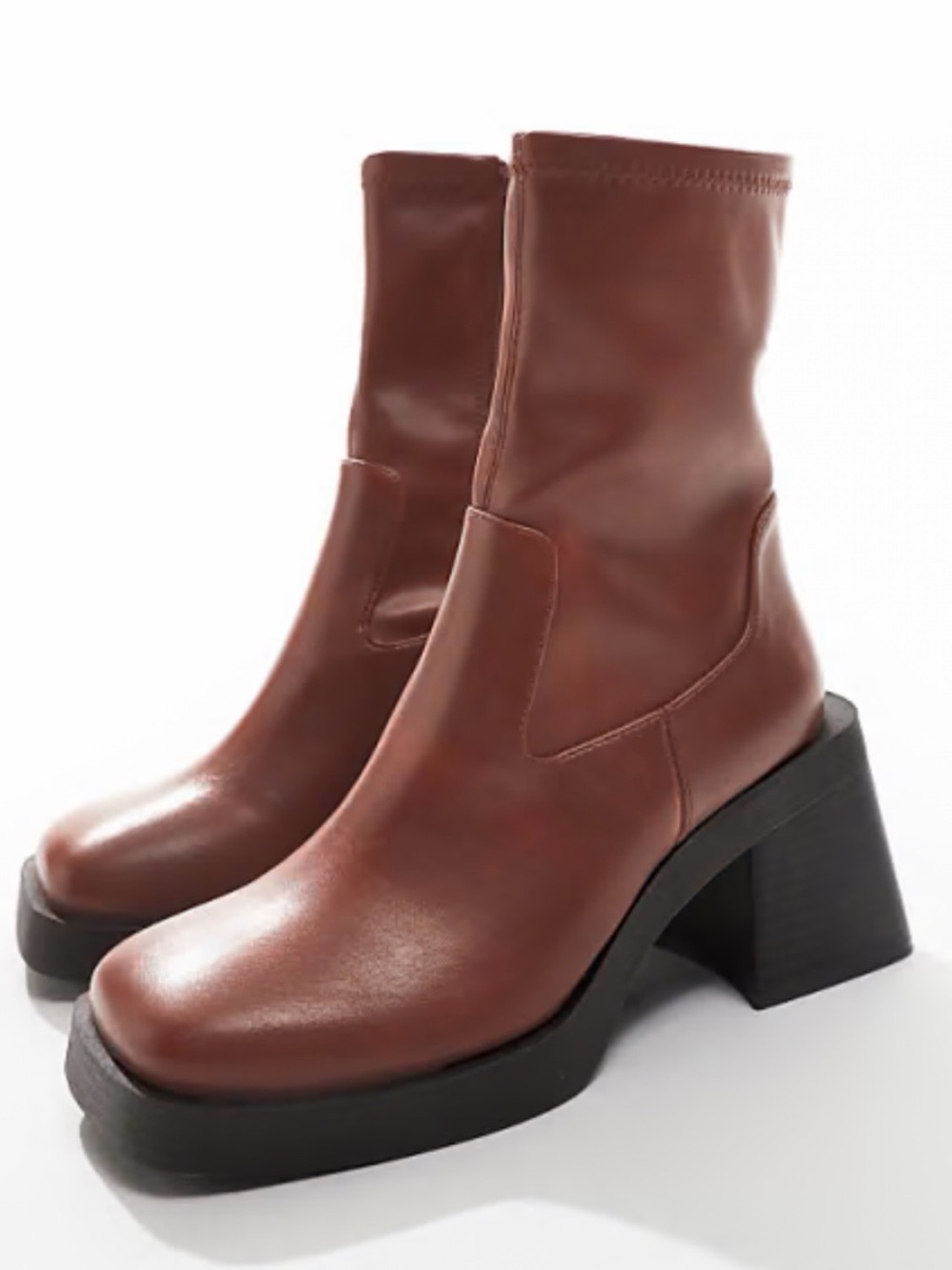 ASOS Design Rome square toe mid heel platform boots size 7